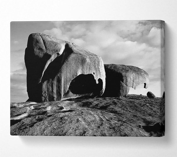  A Canvas Print of Boulders On Top Of The World B n W Canvas Print