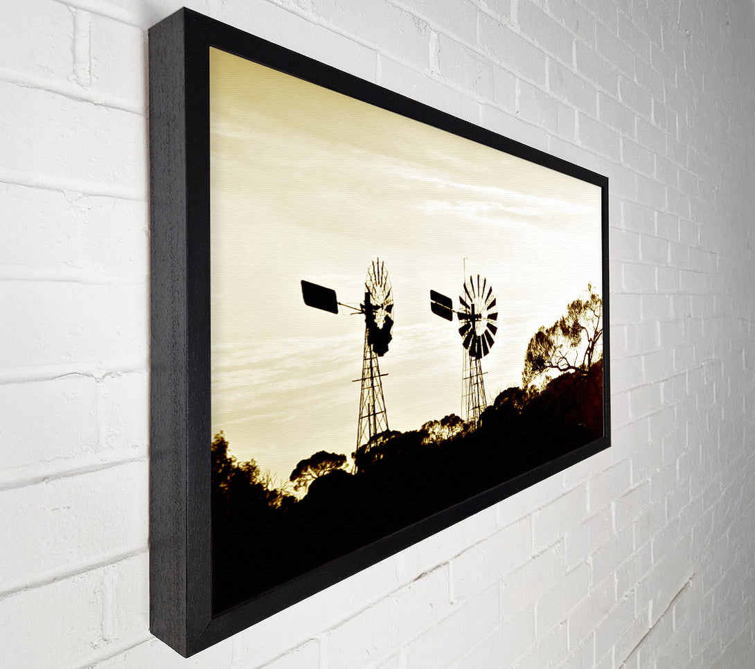  A Canvas Print of Windmills Sepia Canvas Print
