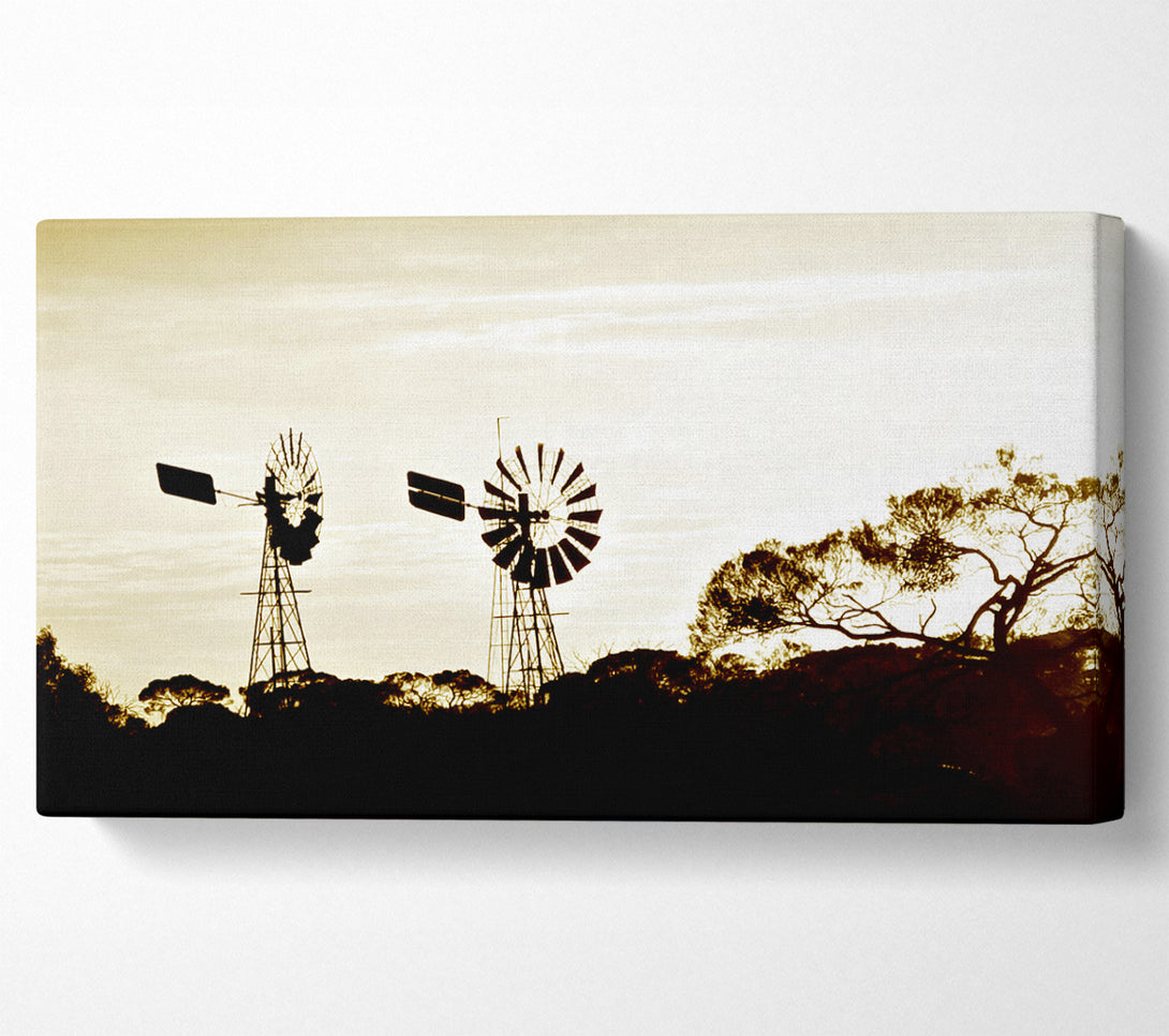  A Canvas Print of Windmills Sepia Canvas Print