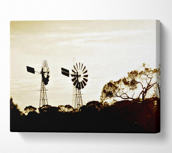  A Canvas Print of Windmills Sepia Canvas Print