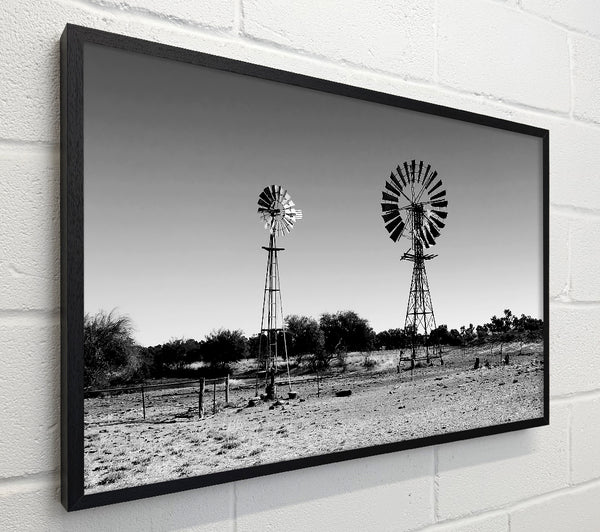 Windmills In The Desert B n W