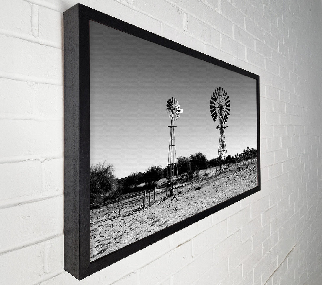  A Canvas Print of Windmills In The Desert B n W Canvas Art