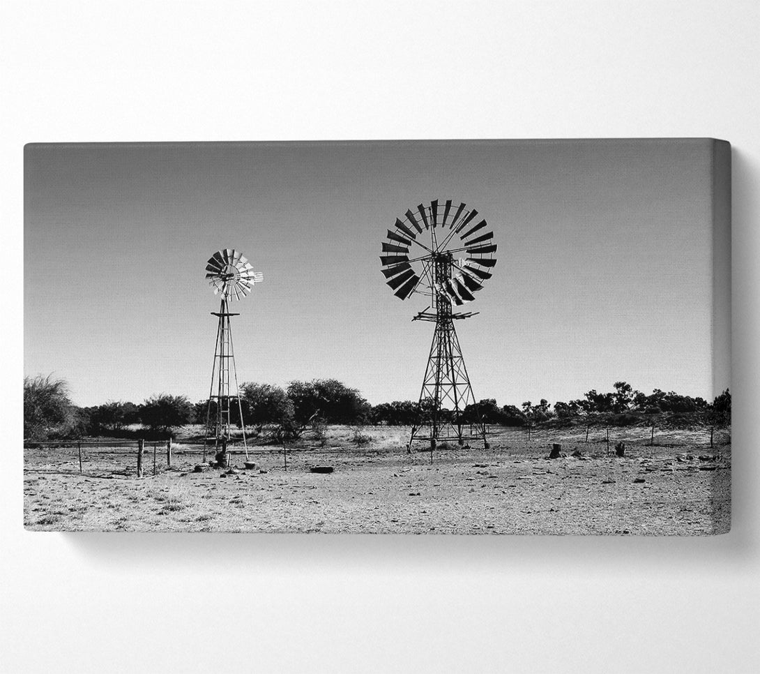  A Canvas Print of Windmills In The Desert B n W Canvas Art