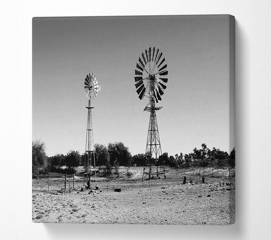  A Canvas Print of Windmills In The Desert B n W Canvas Art