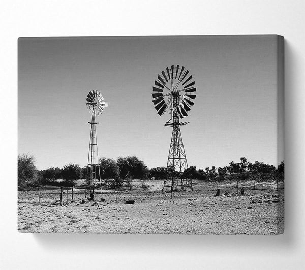  A Canvas Print of Windmills In The Desert B n W Canvas Art