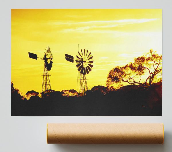 Windmills In Sunlight Poster