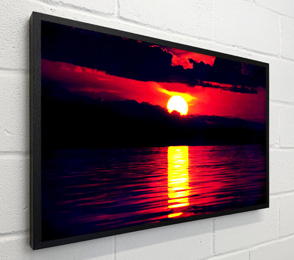 Sun Blaze Over The Red Ocean Sky