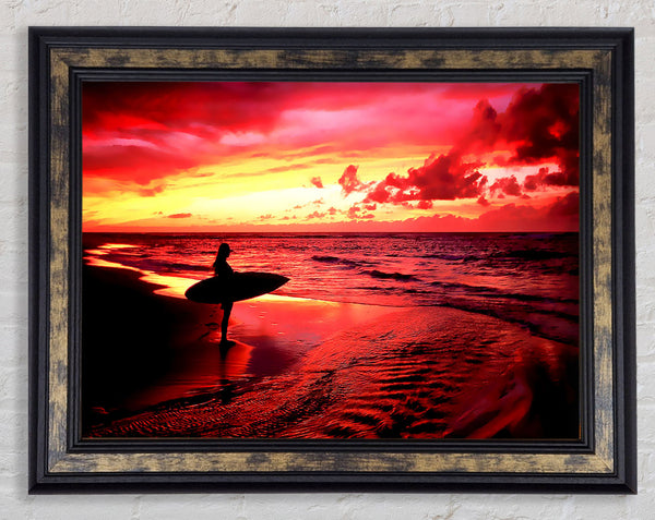 Red Surfer Girl Framed Print