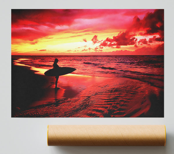 Red Surfer Girl Giclee Print