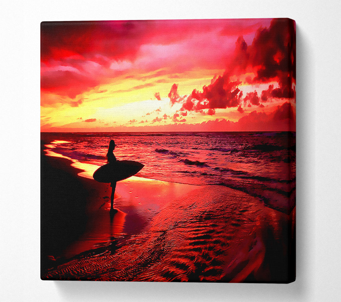 A Canvas Print of Red Surfer Girl Canvas Wall Art