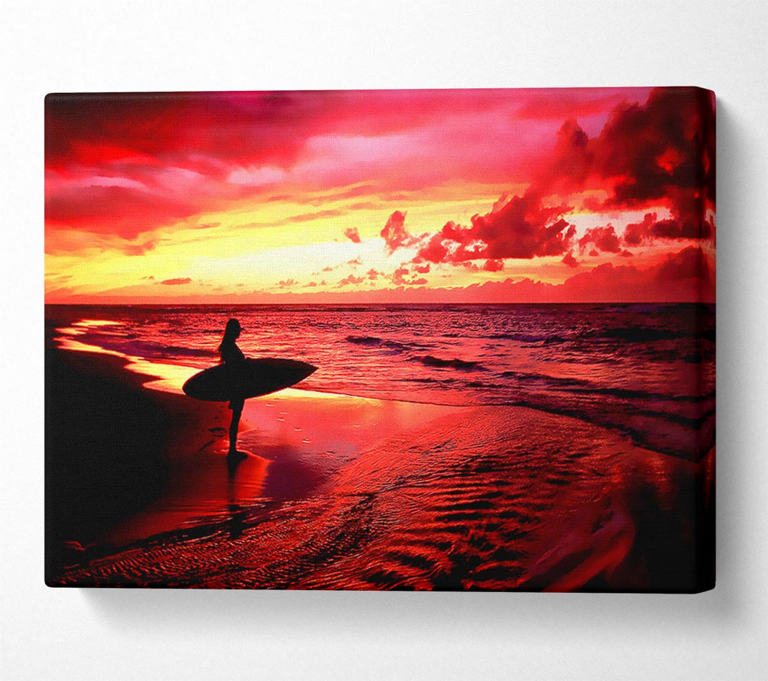  A Canvas Print of Red Surfer Girl Canvas Wall Art