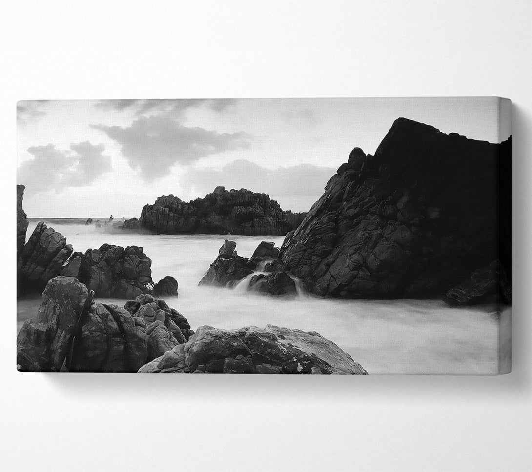 A Canvas Print of The Ocean Rocks B n W Canvas Wall Art