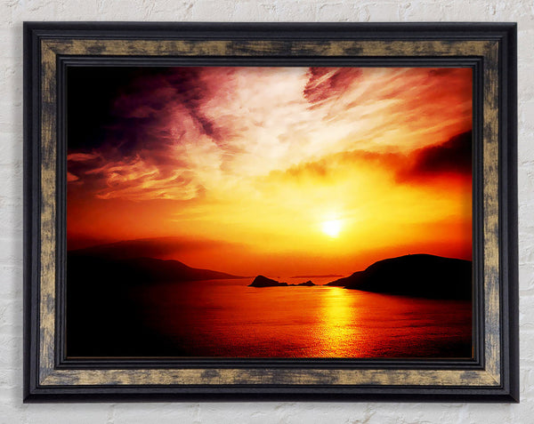 Blazing Sun Cloud Ocean Framed Print