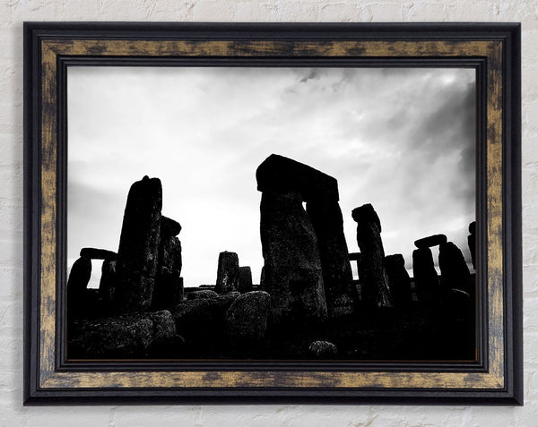 Stonehenge B n W Framed Print