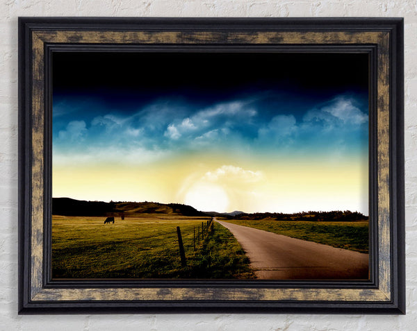 Stunning Country Road Skies Framed Print