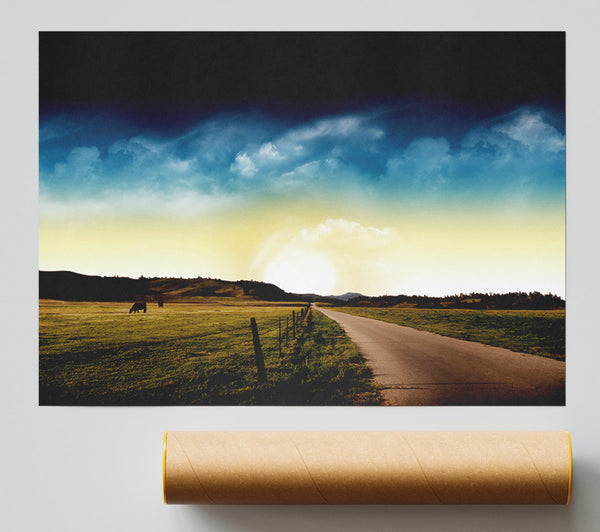 Stunning Country Road Skies Poster