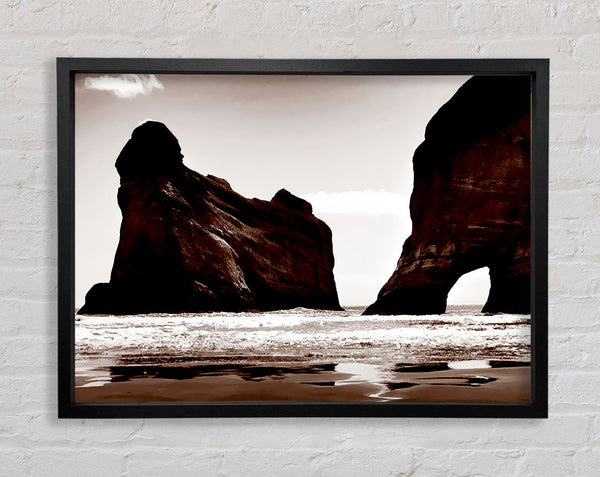 The Doorway To The Ocean Brown Framed Print