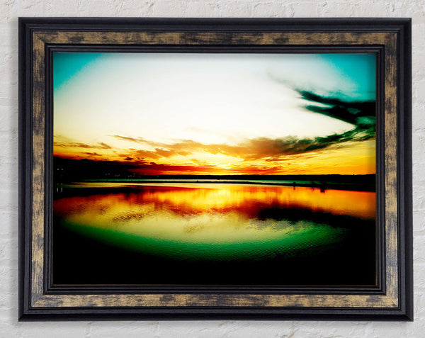 Green Ocean Sun Framed Print
