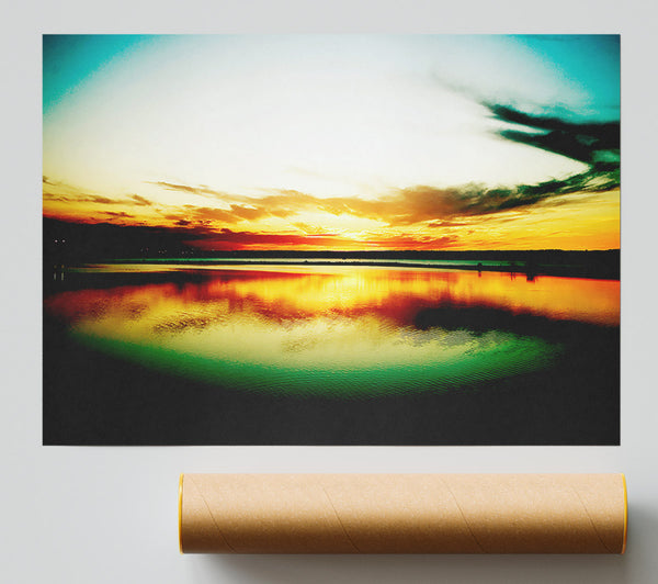 Green Ocean Sun Giclee Print