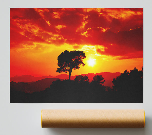 Orange Cloud Sunburst Print