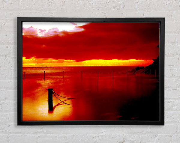 The Pier In The Ocean Orange Framed Print