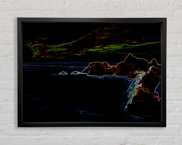 Neon Harbour Framed Print