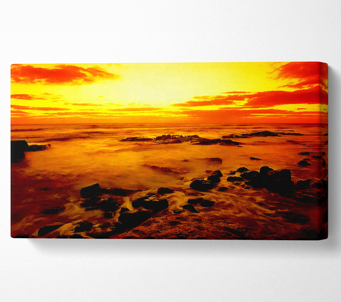  A Canvas Print of Glowing Ocean Sun Canvas Wall Art