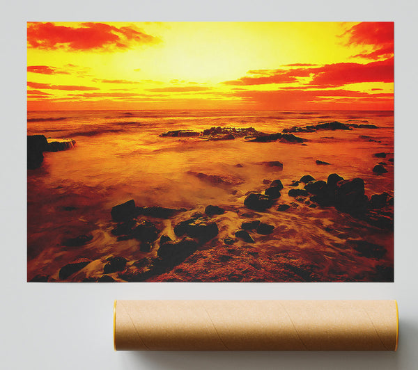 Glowing Ocean Sun Print