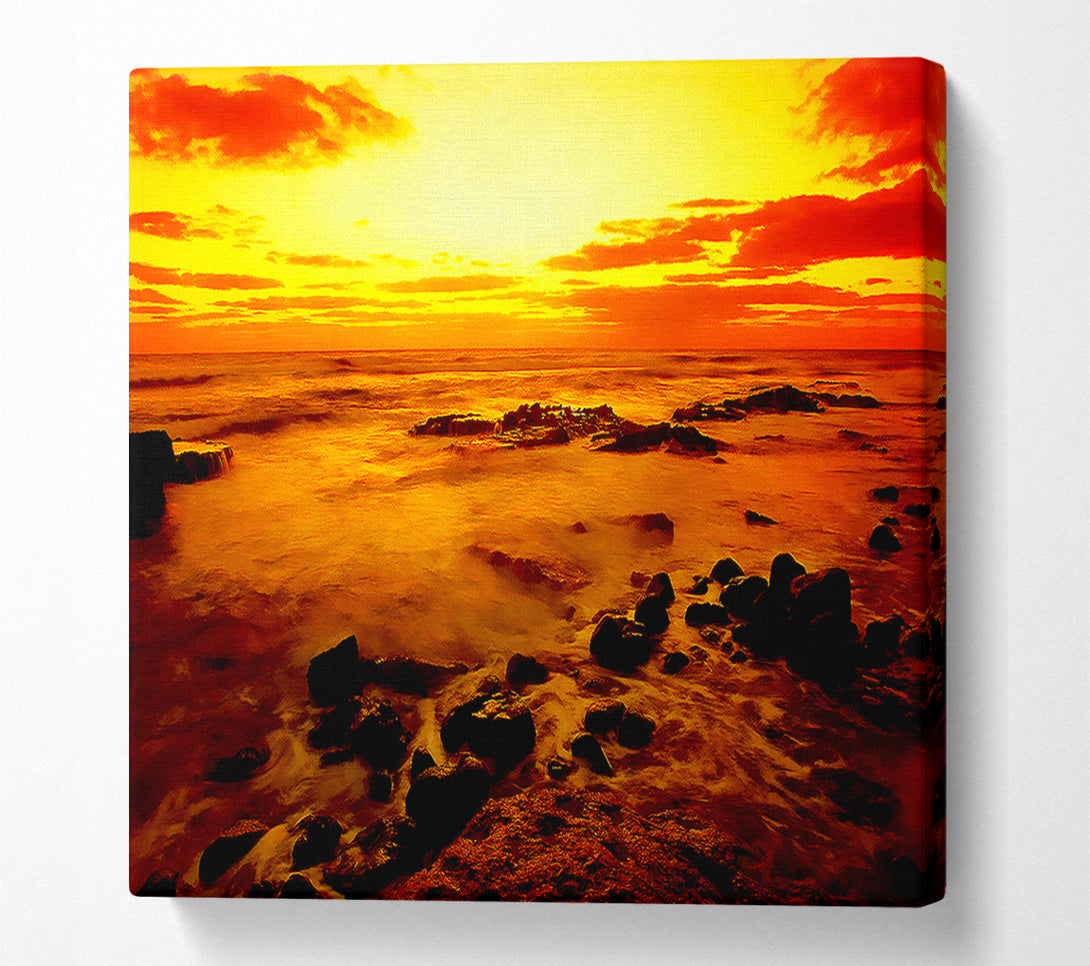  A Canvas Print of Glowing Ocean Sun Canvas Wall Art