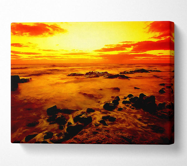  A Canvas Print of Glowing Ocean Sun Canvas Wall Art
