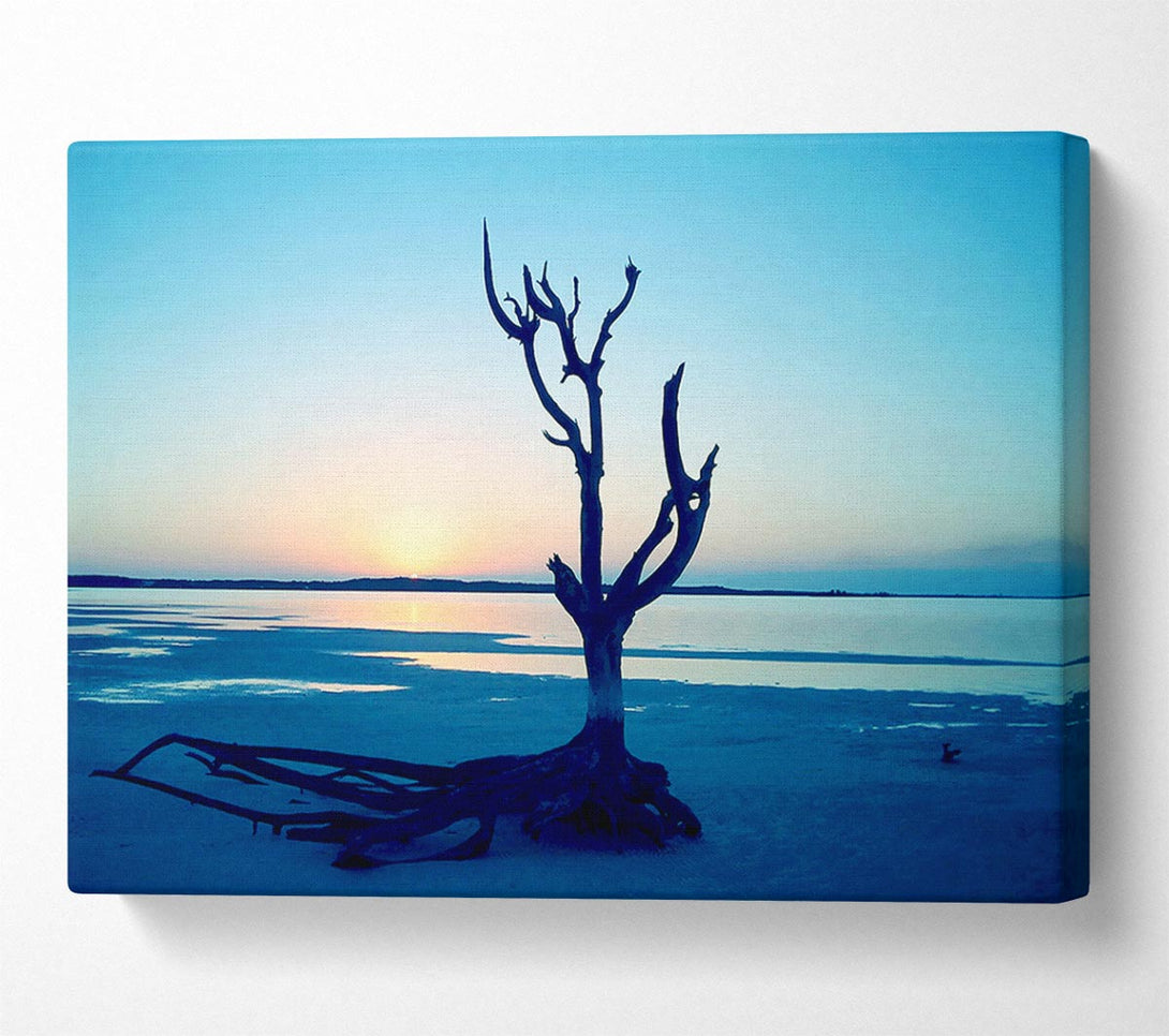  A Canvas Print of Blue Ocean Driftwood Canvas Wall Art