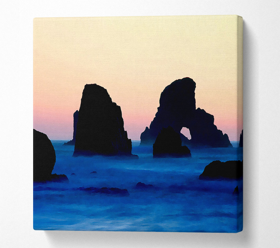  A Canvas Print of Peach Ocean Rocks Canvas Art