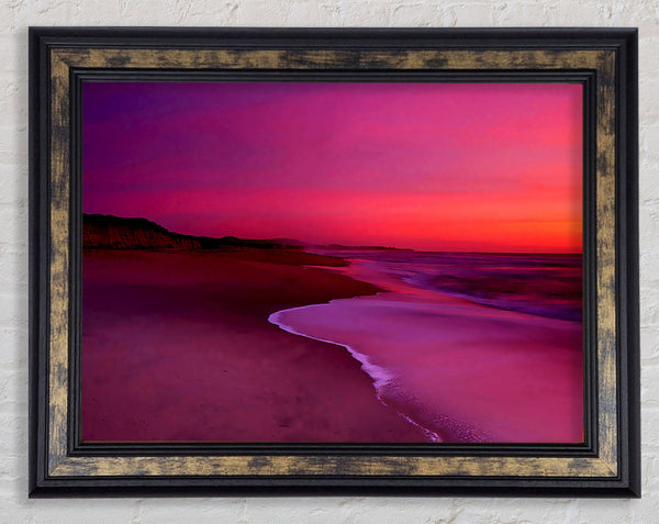 Pink Ocean Shore Framed Print