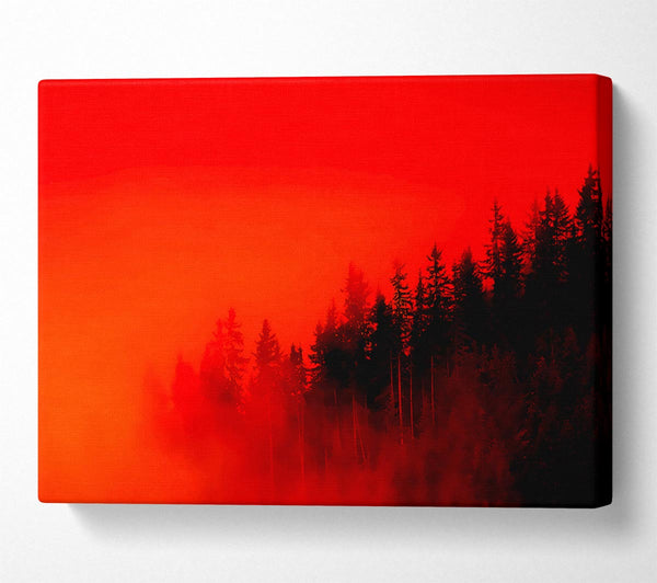 Red Mist Woodland Canvas Wall Art