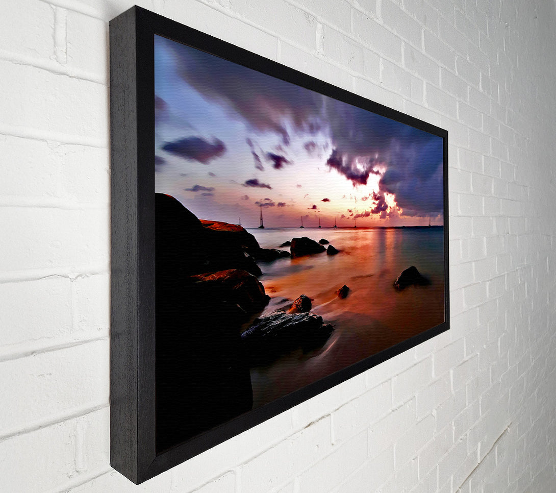  A Canvas Print of Misty Peach Ocean Canvas Art