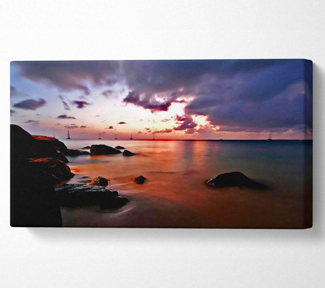  A Canvas Print of Misty Peach Ocean Canvas Art