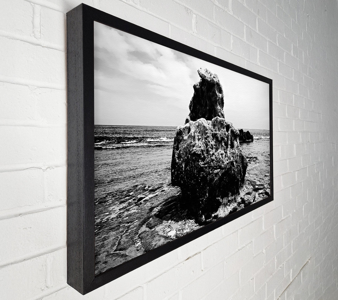  A Canvas Print of The Rock Of The Ocean B n W Canvas Wall Art