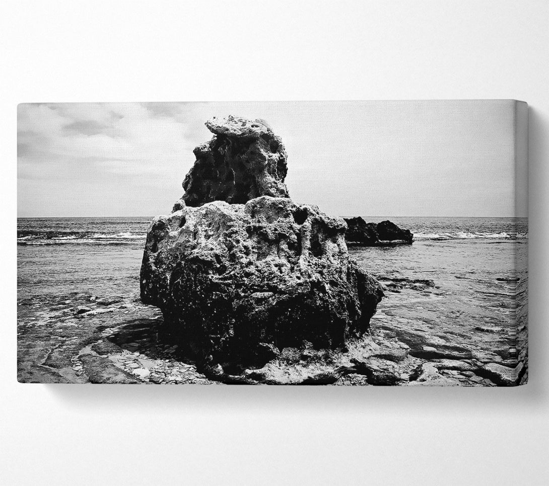  A Canvas Print of The Rock Of The Ocean B n W Canvas Wall Art