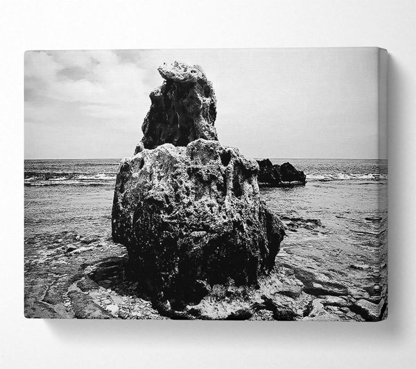  A Canvas Print of The Rock Of The Ocean B n W Canvas Wall Art