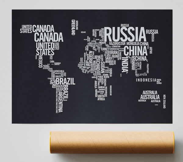 World Map Typography Poster
