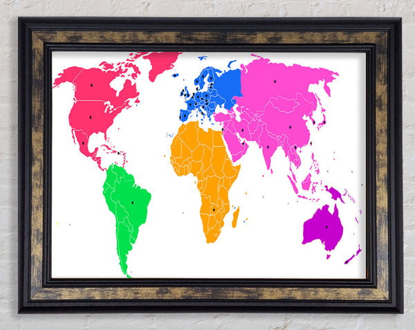 Map n Stars Of The World Framed Print