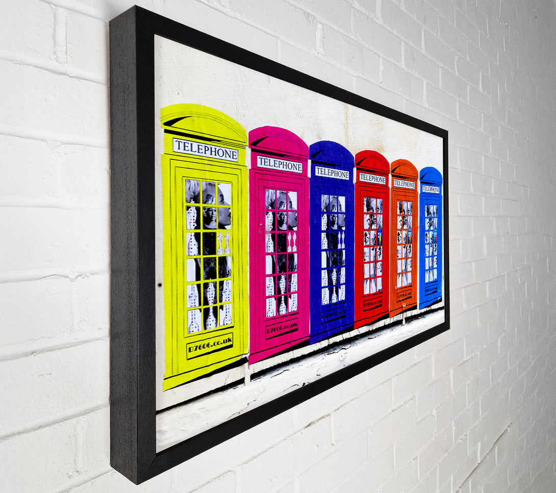  A Canvas Print of Colourful Telephone Boxes Canvas Art