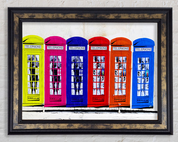 Colourful Telephone Boxes Framed Print