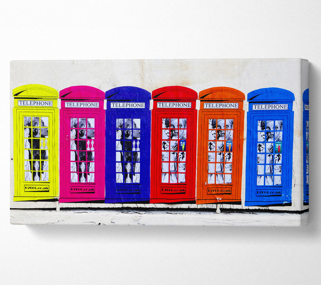  A Canvas Print of Colourful Telephone Boxes Canvas Art
