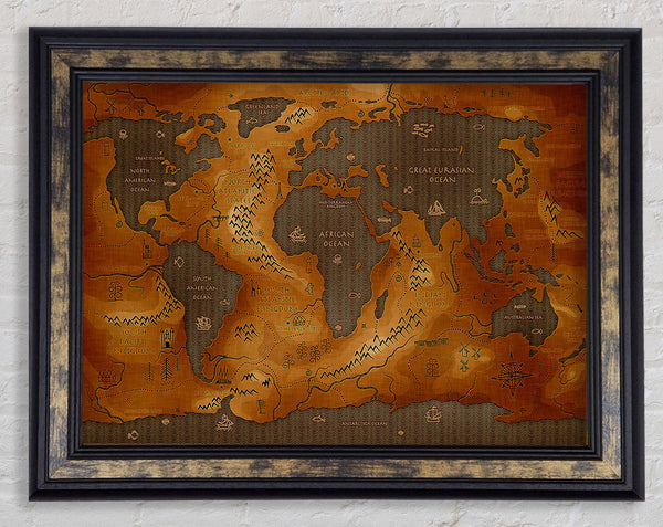Ancient World Map Framed Print