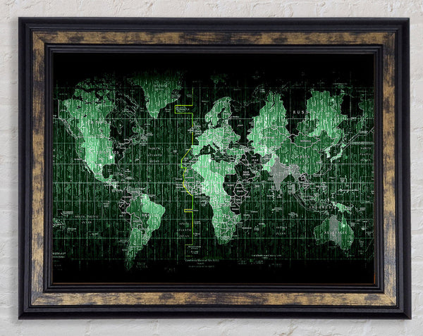 Matrix World Map Framed Print