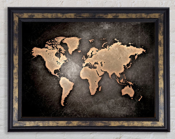 Grunge World Map Framed Print