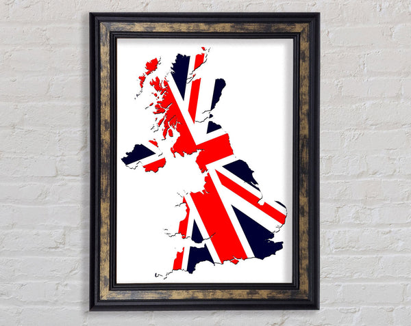 Map Of Britain Flag Framed Print