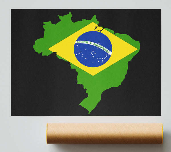 Brazillian Flag Map Print