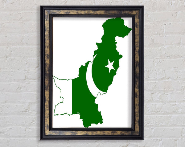 Map Of Pakistan Flag Framed Print